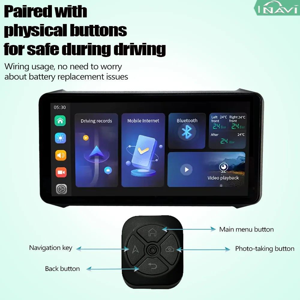 INAVI 6.1 Inch Waterproof LCD Display &ndash; Wireless Carplay Integration