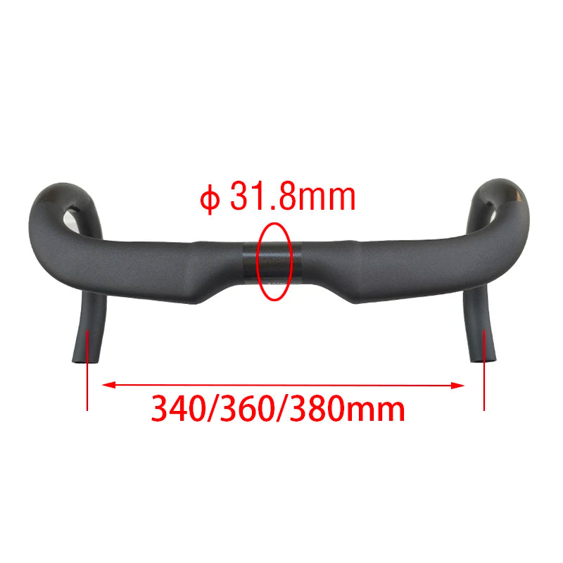 Zniino Road Bike Handlebar 340mm Carbon Aero UD Matte, Lightweight And Responsive