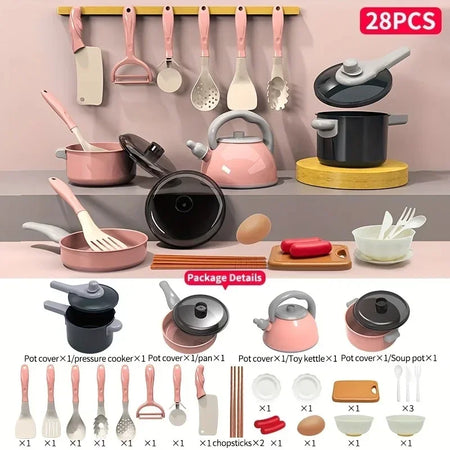 28pcs Mini Kitchen Accessories Set for Kids - Pretend Play Cooking Toys