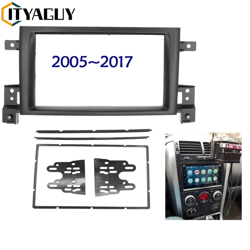 Car Radio Fascia 2 DIN For Suzuki Grand Vitara 2005 And Newer ABS Frame Panel Black