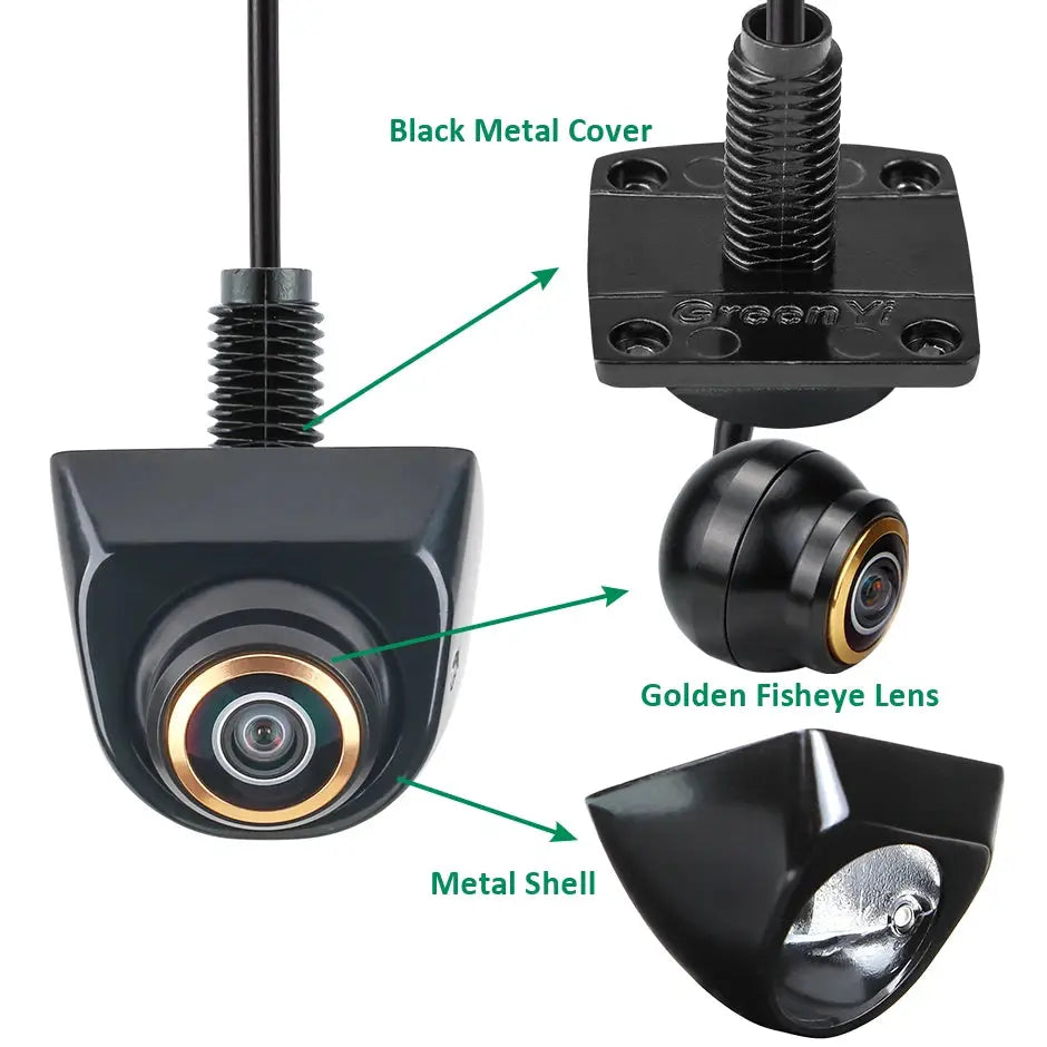 GreenYi 360° Adjustable Front/Backup Camera, Fish Eye Lens OEM Mini Style, Side/Rear View Camera Night Vision Waterproof by InterCyprus Trading Ltd