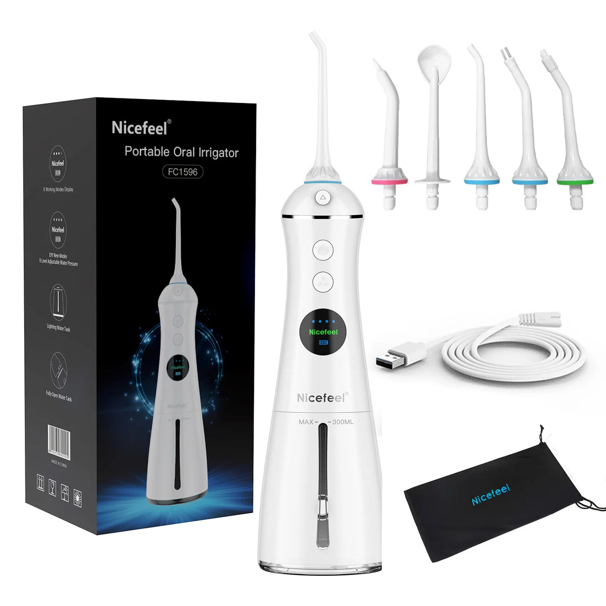 Oral Irrigator Portable Water Flosser &ndash; Rechargeable white