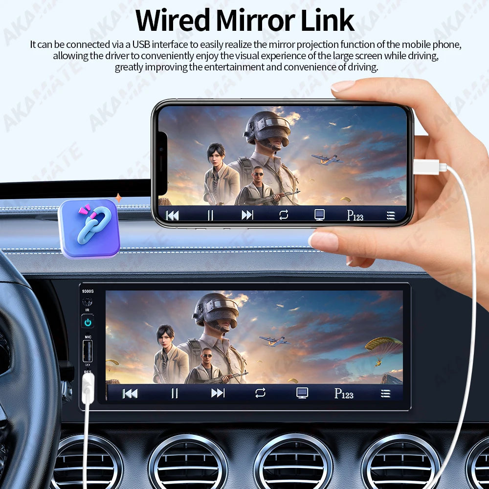 6.9 Inch MP5 Car Radio 1Din - Wired CarPlay Android Auto