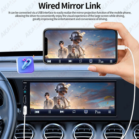 6.9 Inch MP5 Car Radio 1Din - Wired CarPlay Android Auto