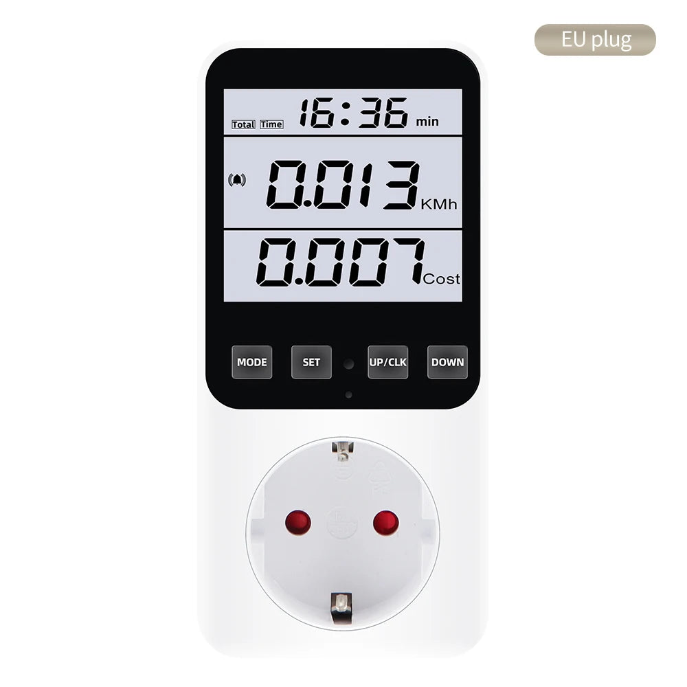 Digital Wattmeter 220V EU Plug &ndash; Energy Usage Monitor White Backlight