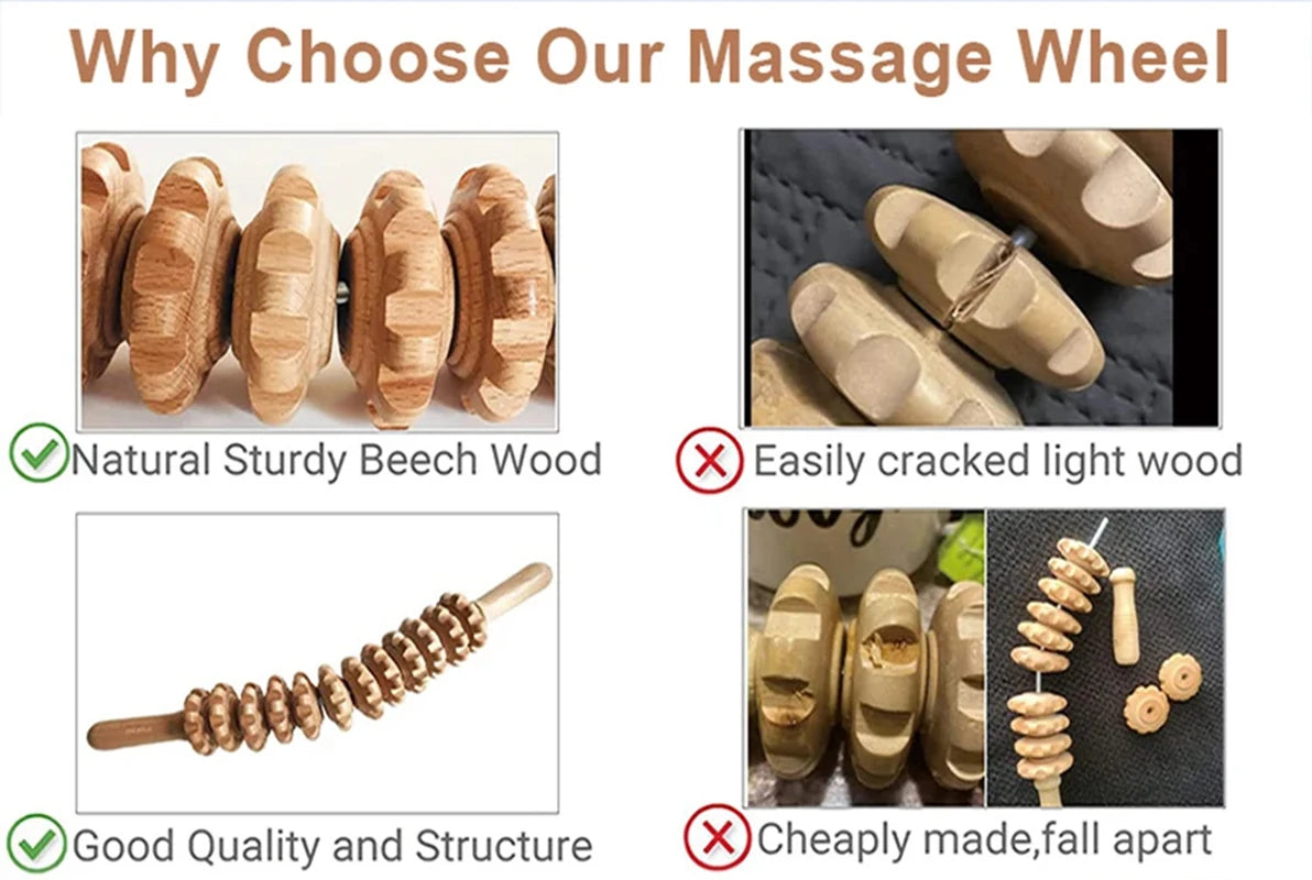Wooden Roller Massager AL-MG-01 &ndash; 12 Wheel Relief Tool