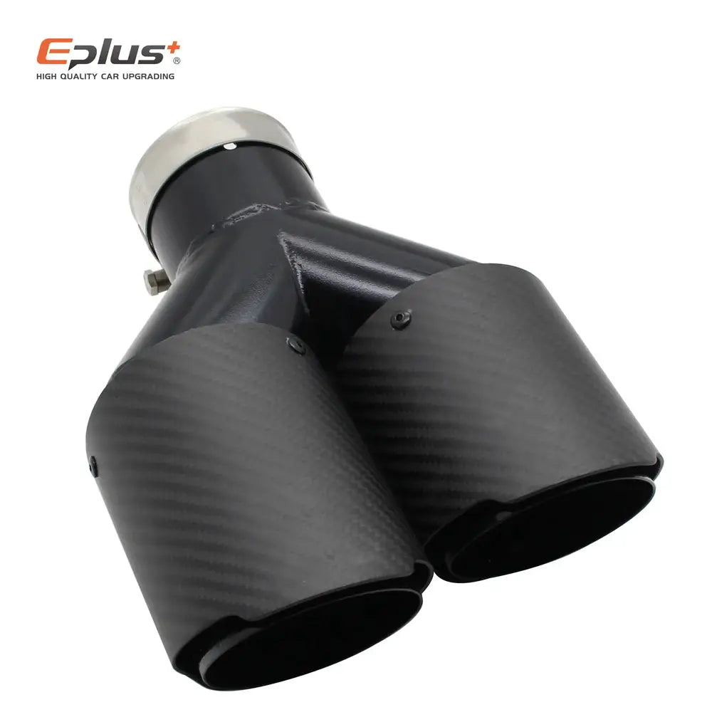 EPLUS Car Matte Carbon Fiber Muffler Tip Y Shape Double Exit Exhaust Pipe Mufflers Nozzle Decoration Universal Stainless Black by InterCyprus Trading Ltd
