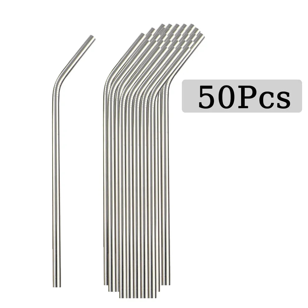50Pcs Reusable Stainless Steel Straws &ndash; Eco-Friendly Durability 50Pcs Bent