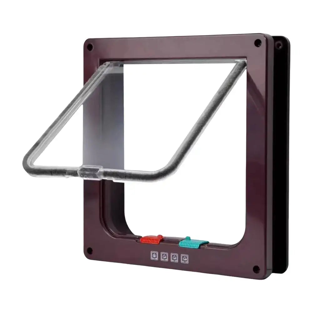 Smart Pet Door 4 Way Locking ABS Plastic Cat Dog Flap Dark Brown / XL