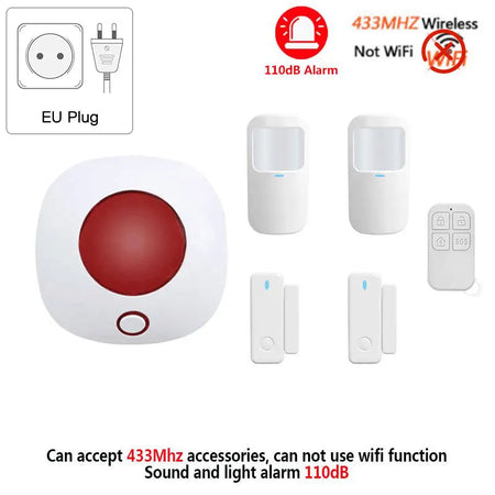 SN10 Indoor 433MHz Wireless Siren &ndash; High Decibel 110dB kit 3 EU