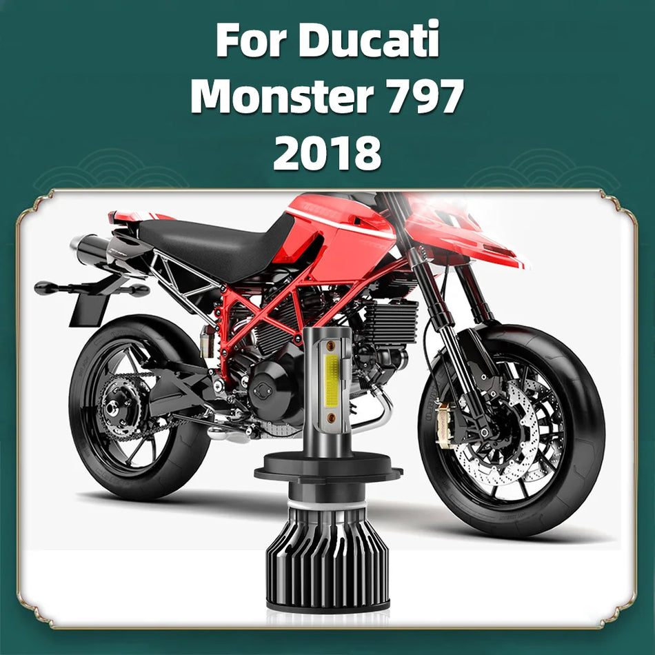 Lâmpada de Farol LED H4 9003 Hi/Lo Ducati Monster 797, 6000K 10000LM para Motociclos 12V