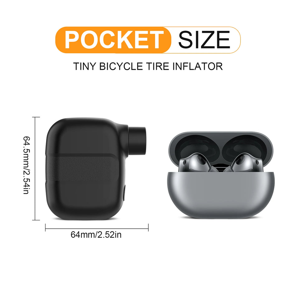 Мини преносима акумулаторна велосипедна помпа и въздушен инфлатор 100 PSI 5V Type C за гуми Schrader и Presta с чанта за носене