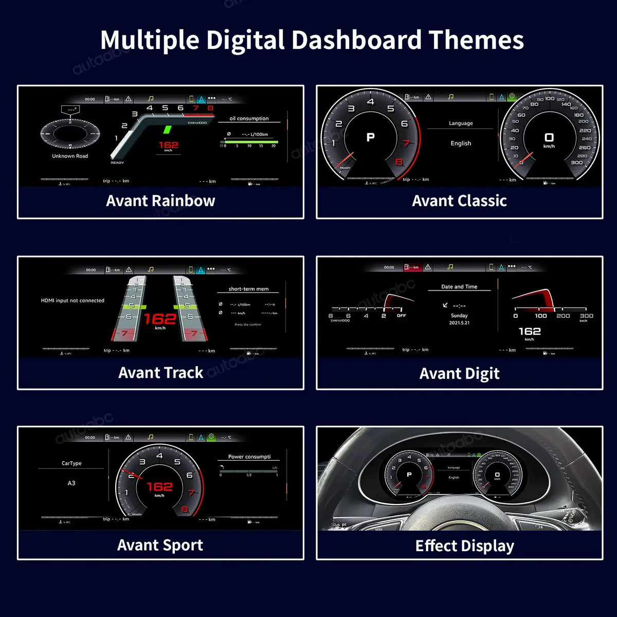 AUTOABC 10.25"LCD Digital Dashboard Cluster Wireless CarPlay Android Auto FOR Audi Q5 2009-2018year Support Steering wheel by InterCyprus Trading Ltd