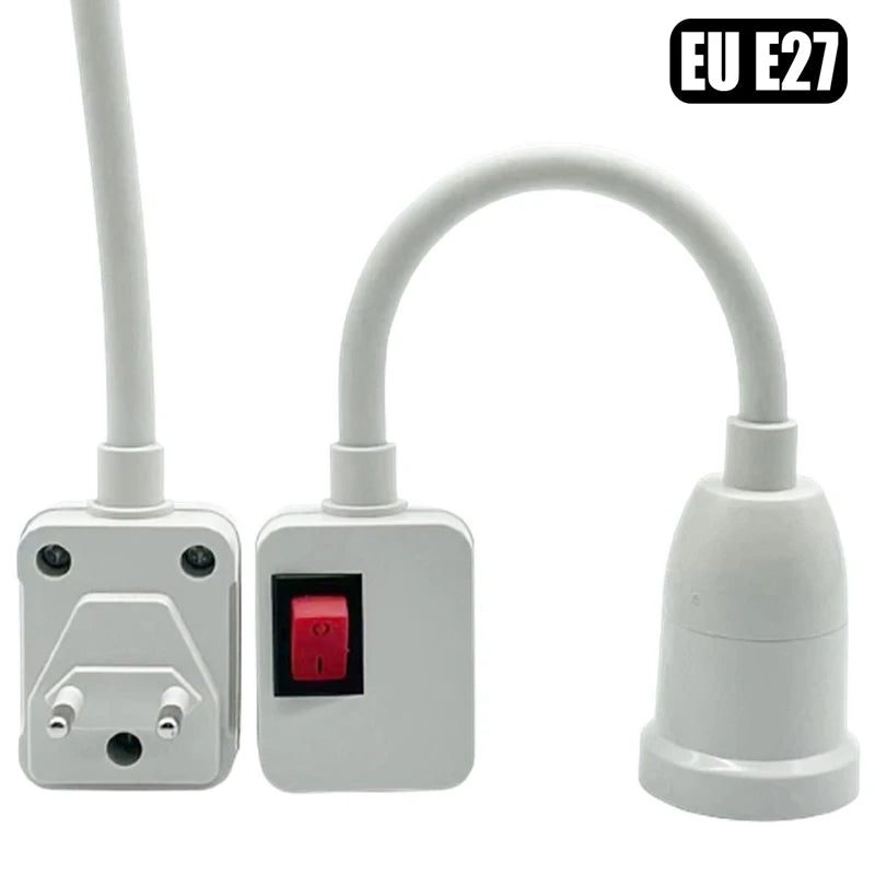 Flexible E27 Lamp Holder with On/Off Switch and Multiplug Adaptability EU Plug-E27 25CM