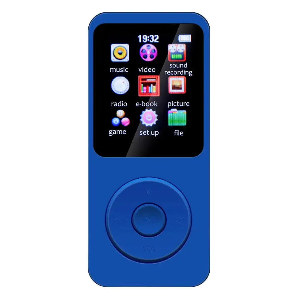 Portable MP3 Player Bluetooth 5.0 Built In Speaker FM Radio Dark Blue