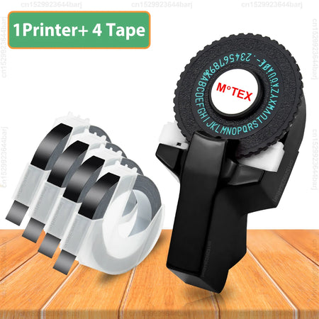 Motex E101 Portable 3D Embossing Label Printer &ndash; Compact Black Printer Set 1