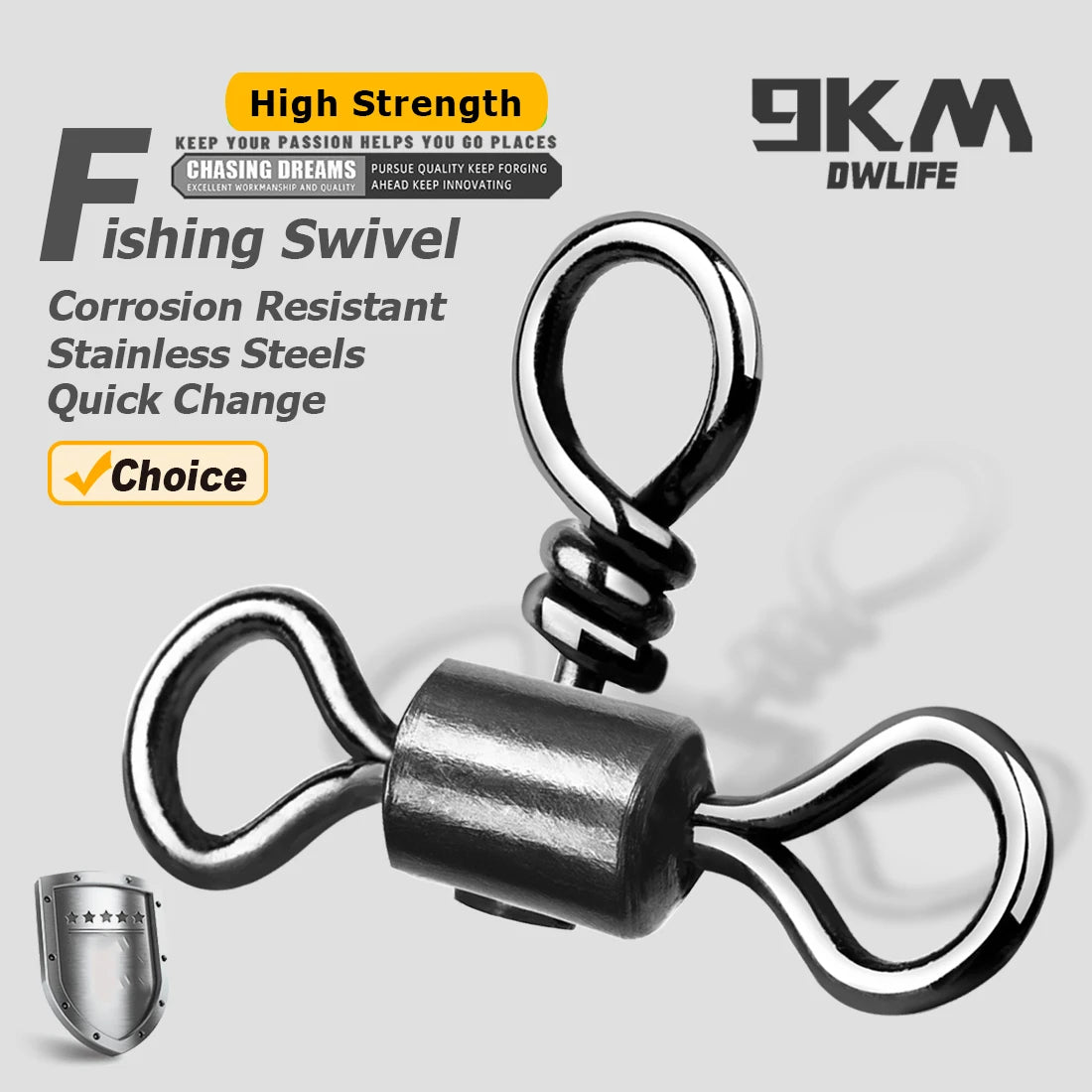 Triple Swivel Stainless Brass 3 Way Fishing Line Connectors - 25~100Pcs | 9KM DWLIFE