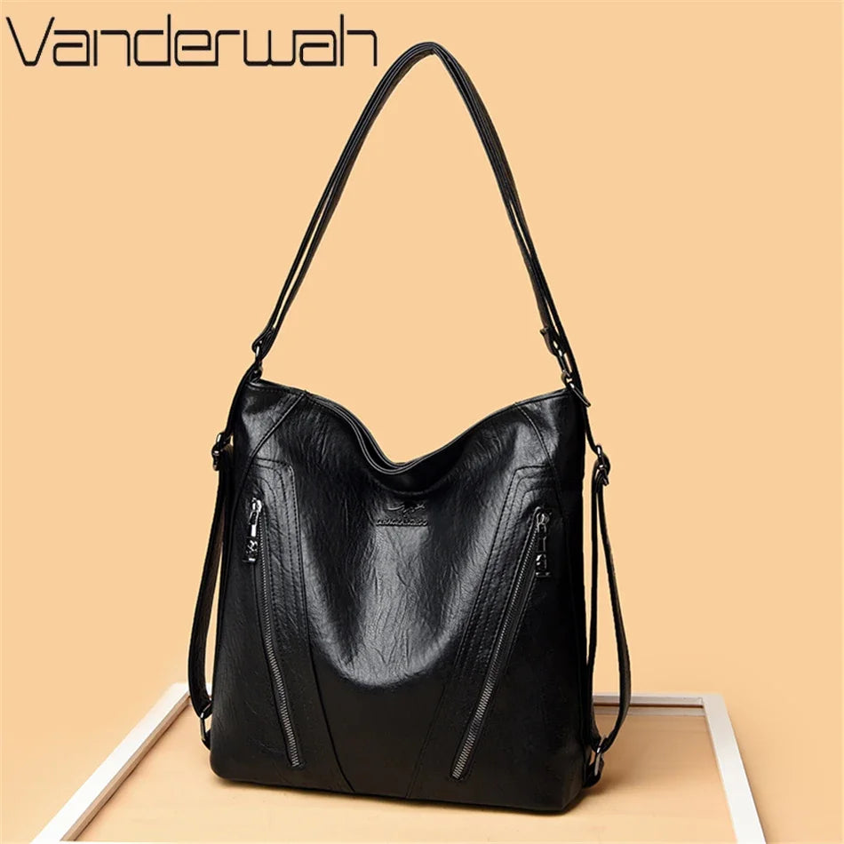 Δερμάτινο σακίδιο πλάτης για γυναίκες, υψηλής ποιότητας τσάντα ταξιδιού και σχολείου με μεγάλη χωρητικότητα