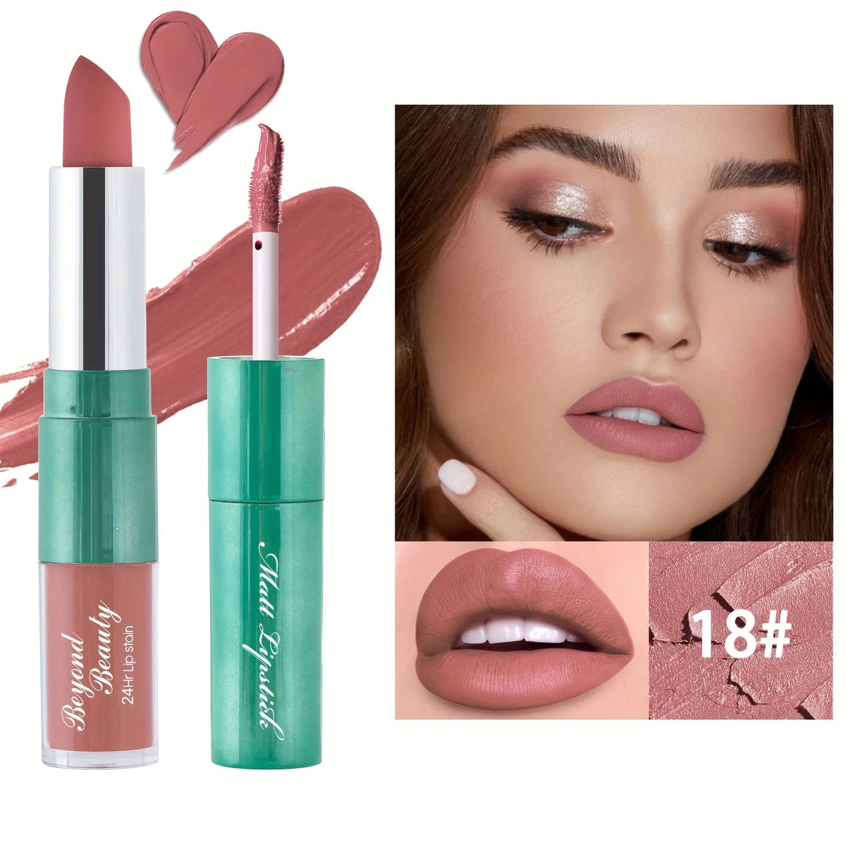 Dual Head Long-Wear Matte Lipstick + Liquid Gloss 18