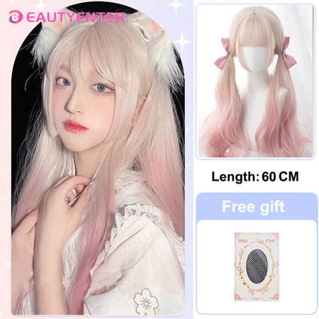 BeautyEnter Pink Long Straight Wig with Bangs for Cosplay and Daily Use #2