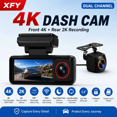 Dual 4K+2K Dash Cam With Starvis 2 Night Vision And Oled Display by InterCyprus Trading Ltd