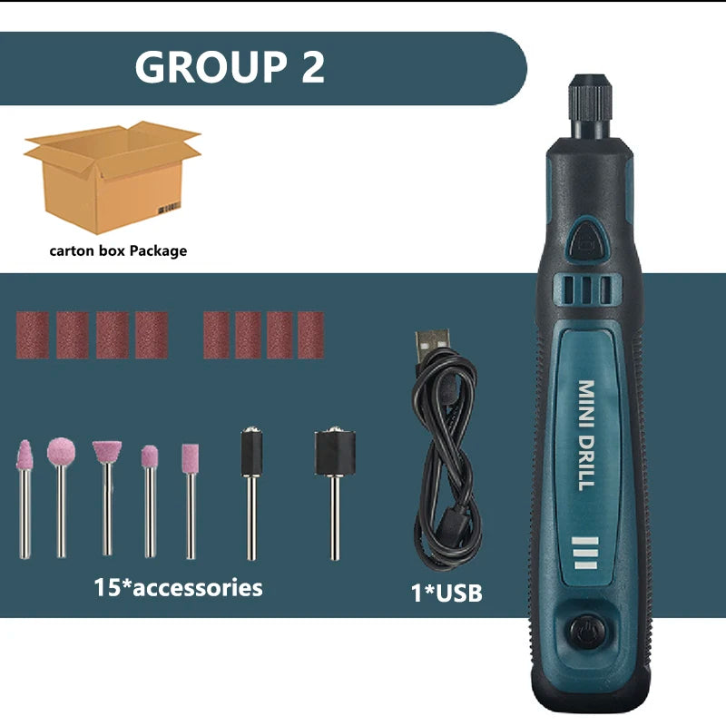 DONUMEH Cordless Mini Electric Engraver and Grinder with 3-Speed Control DOM-001-GROUP2