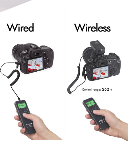 AODELAN WTR-2 Wireless Timer Lapse Intervalometer Remote Control for Multi-Brand Cameras