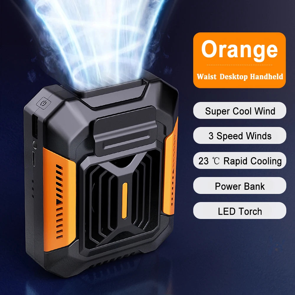 Portable Neck Fan 4000mAh Rechargeable &ndash; Hanging Neck Design Orange