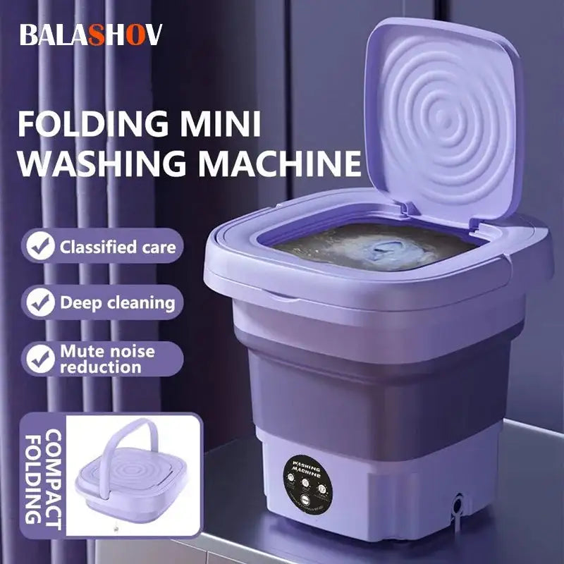 8L Portable Foldable Washing Machine With Spin Dryer USB