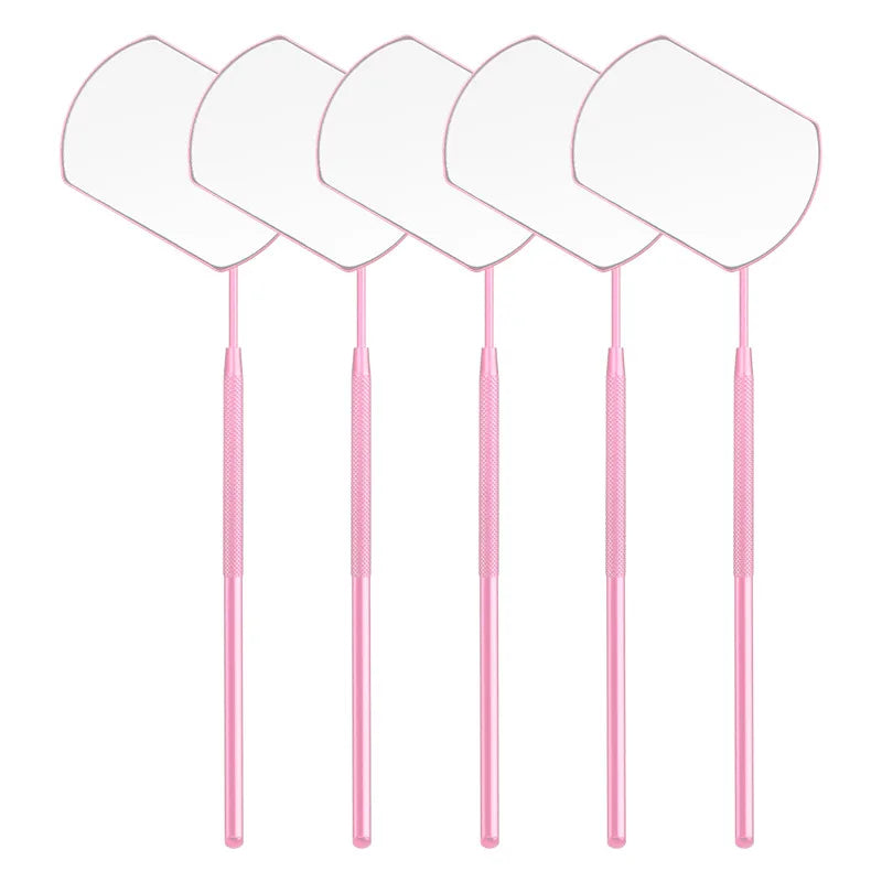 Stainless Steel Eyelash Checking Mirror for Precision Lash Lifting and Extensions Dark Pink