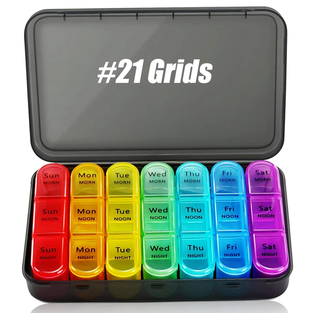 Weekly Pill Organizer &ndash; 21 Compartment Travel Case for Easy Medication Management 21 Grids