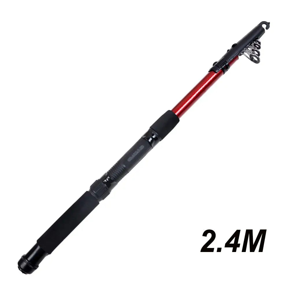 Telescopic Fishing Rod - 1.8M to 3M Durable Fiberglass Sea Rods 2.4m