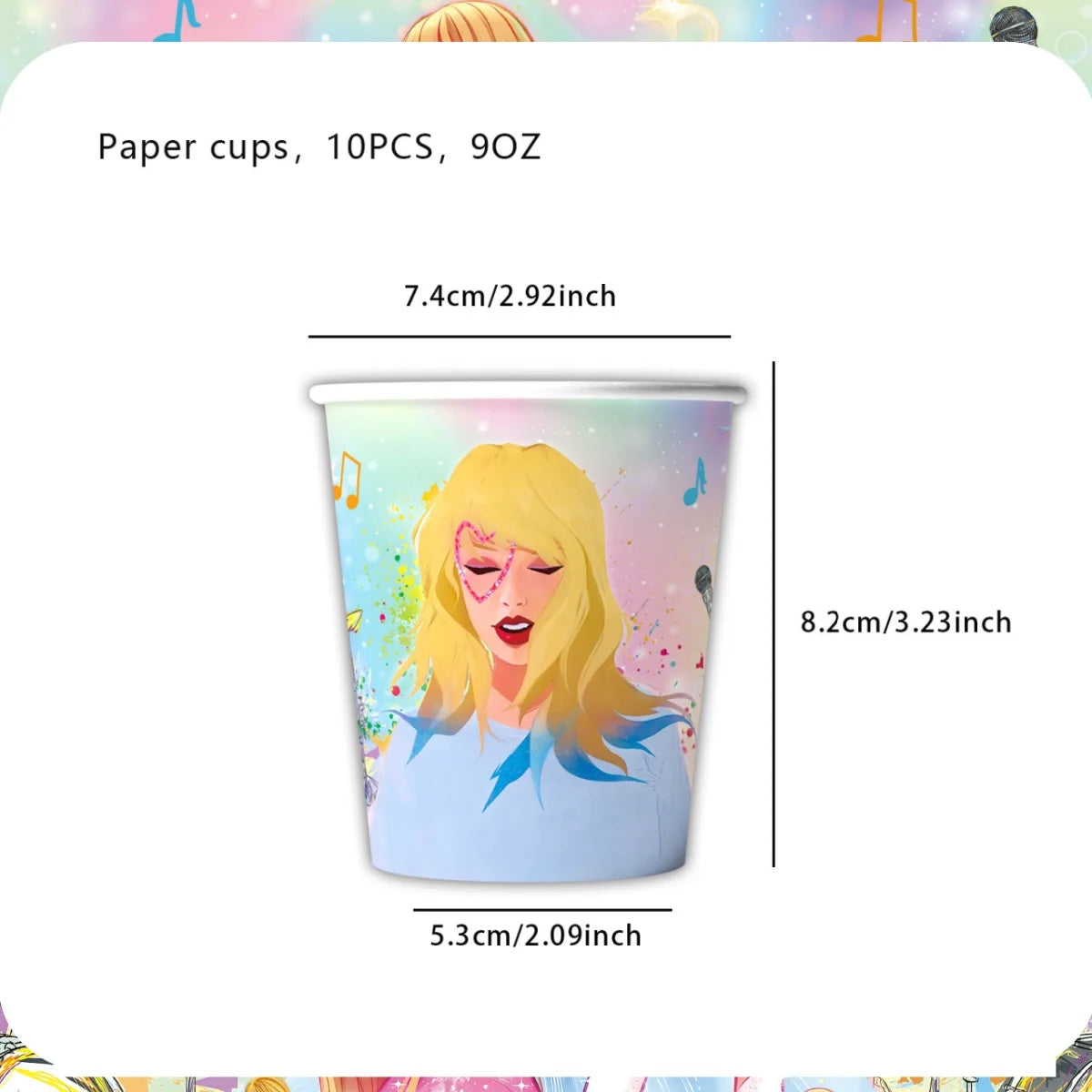 Taylor Swift Birthday Party Decoration Set - Disposable Tableware &amp; Supplies Cup-10pcs