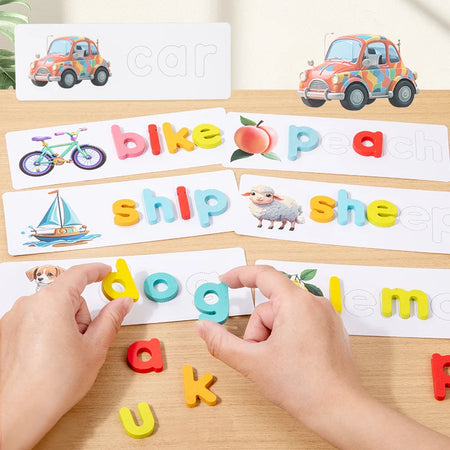Wooden Alphabet Puzzle Animals Set - Word And Letters