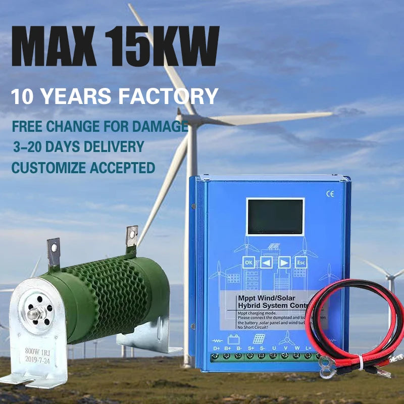 Controllore di carica ibrido eolico solare 15000W MPPT 12V 24V 48V