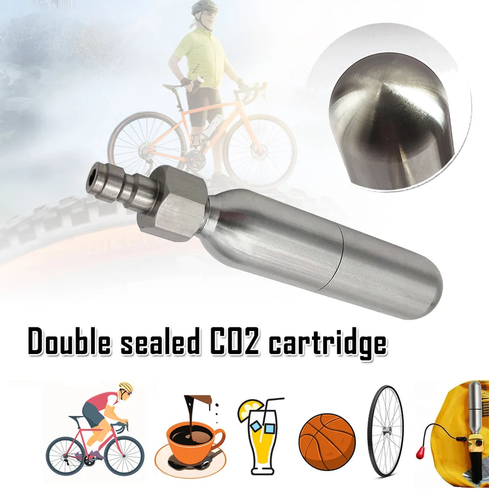 Kit de cartouches de CO2 rechargeables pour pneus de vélo 8g/12g/16g avec valve de sécurité