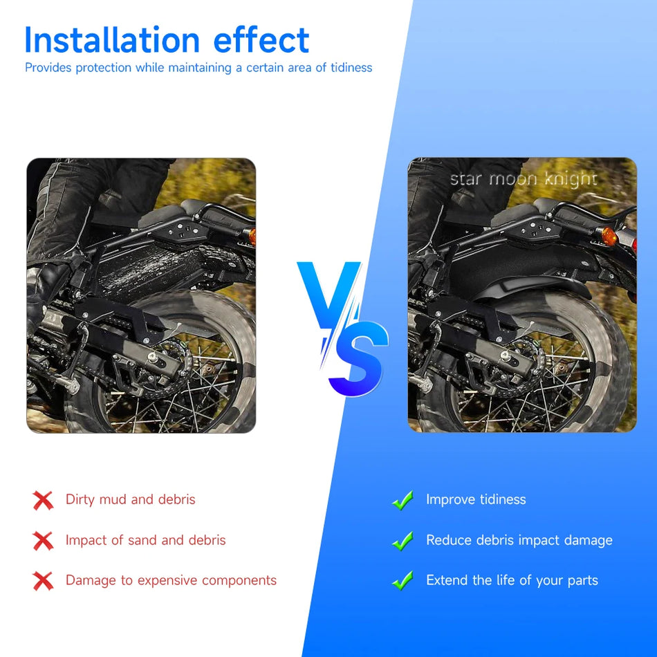 Extensão de Guarda-lamas Traseiro Hugger ABS para Royal Enfield Himalayan 2018-2019, Leve, Durável