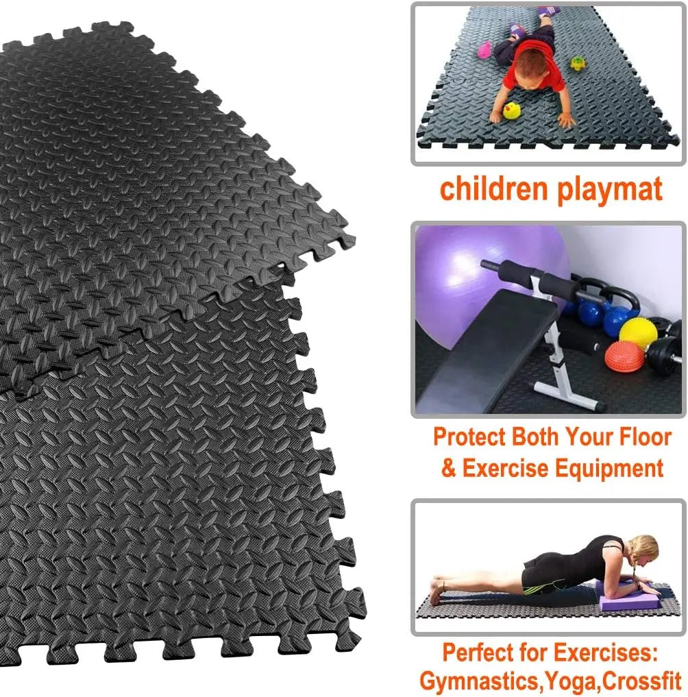 Puzzle Fitness Mat EVA Foam Tiles - Non-Slip Yoga &amp; Gym Flooring