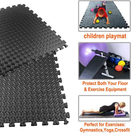 Puzzle Fitness Mat EVA Foam Tiles - Non-Slip Yoga &amp; Gym Flooring