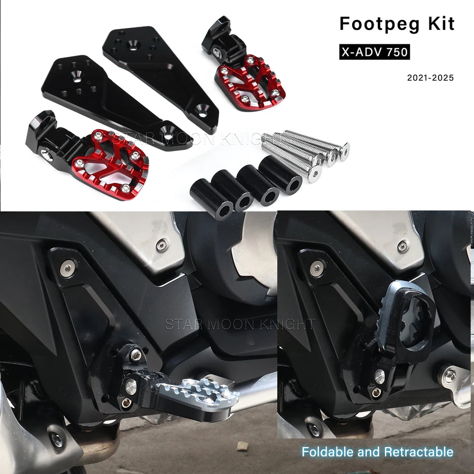 Honda X-ADV 750 Foldable Aluminum Foot Pegs for Passenger, Stand-Up Riding Accessory