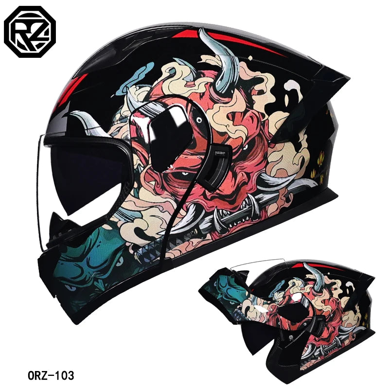 ORZ Modular Flip Helmet &ndash; Dual Lens Visor, DOT Certified