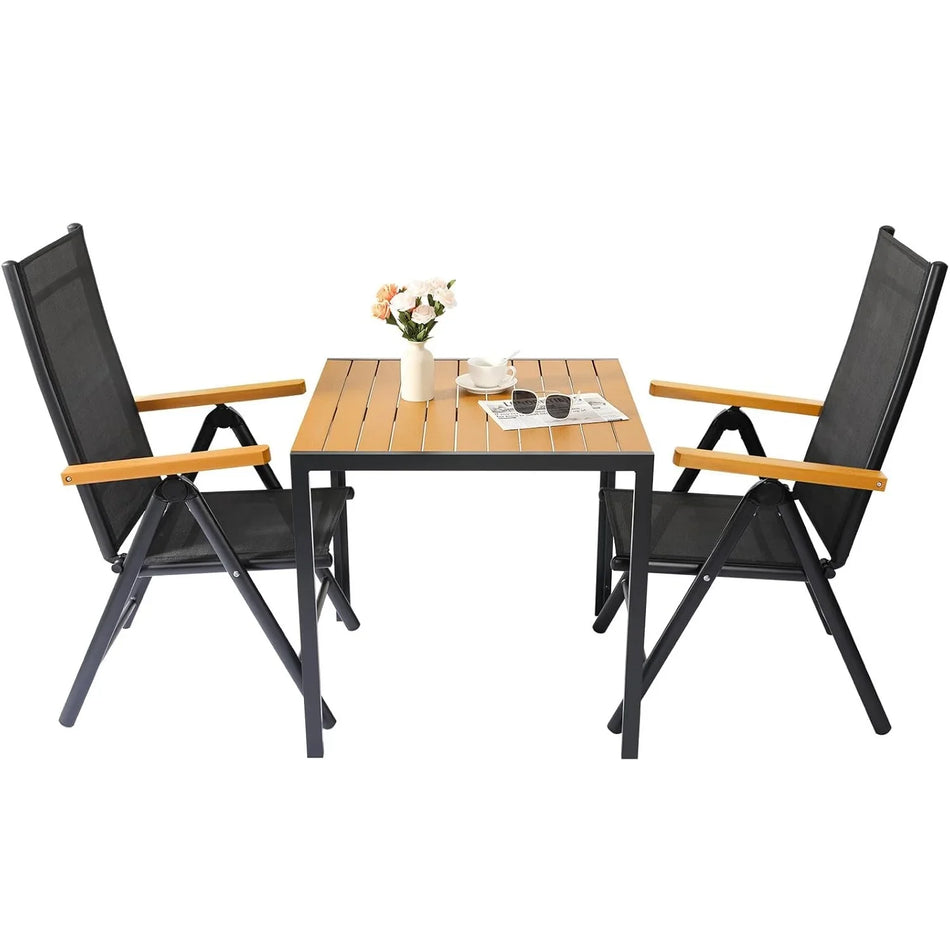 Aluminum Balcony Table And Folding Chairs Adjustable