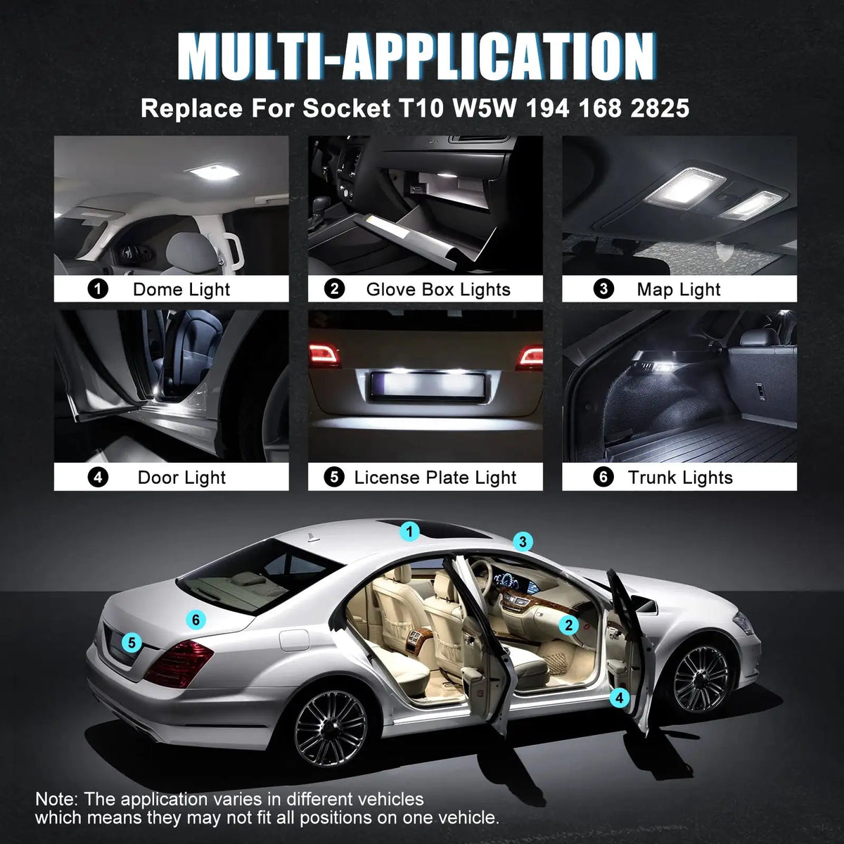 Bevinsee W5W T10 LED Bulb 12V CANBUS Interior Light 6500K