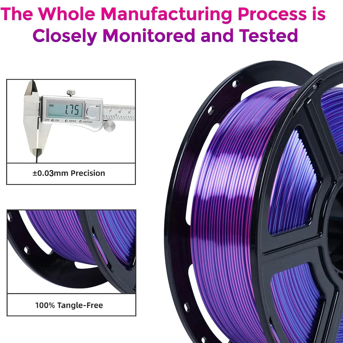 PLA Filament 1.75mm Dual Color &ndash; Vibrant Blue Purple Duo