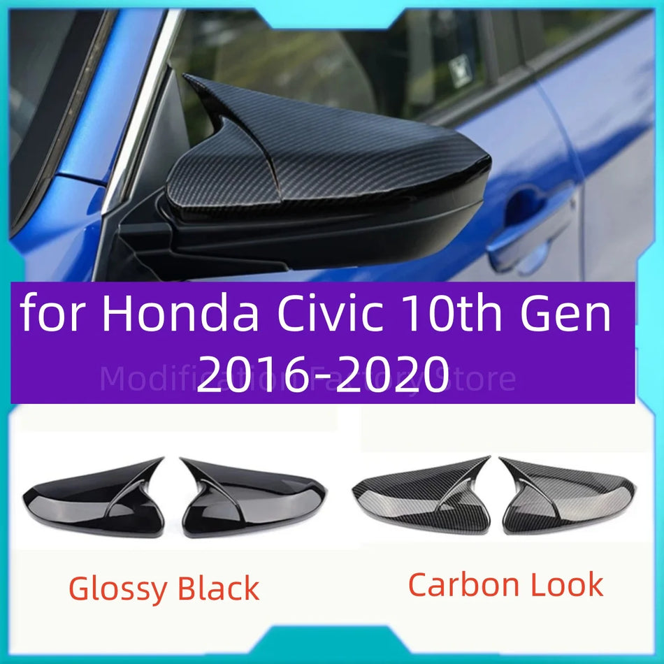 Side Mirror Cover Caps Glossy Black ABS for Honda Civic 10th Gen