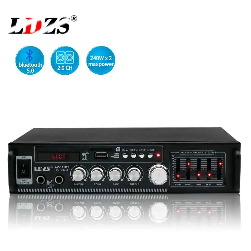 LDZS 111BT Bluetooth Digital Power Amplifier - 2 Channel Hi-Fi Stereo with FM &amp; USB 111 US plug