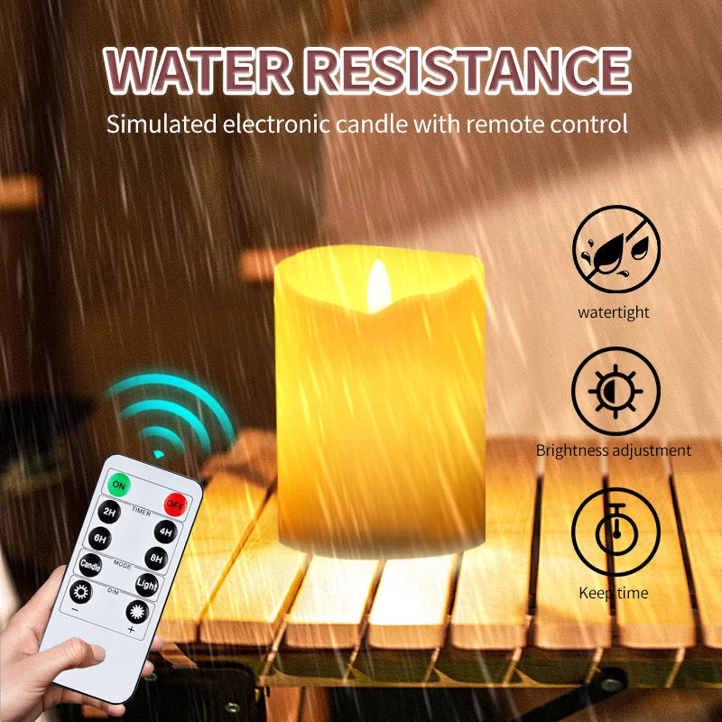 Водоустойчив комплект от 3 безпламъчни LED свещи за дом и сватба