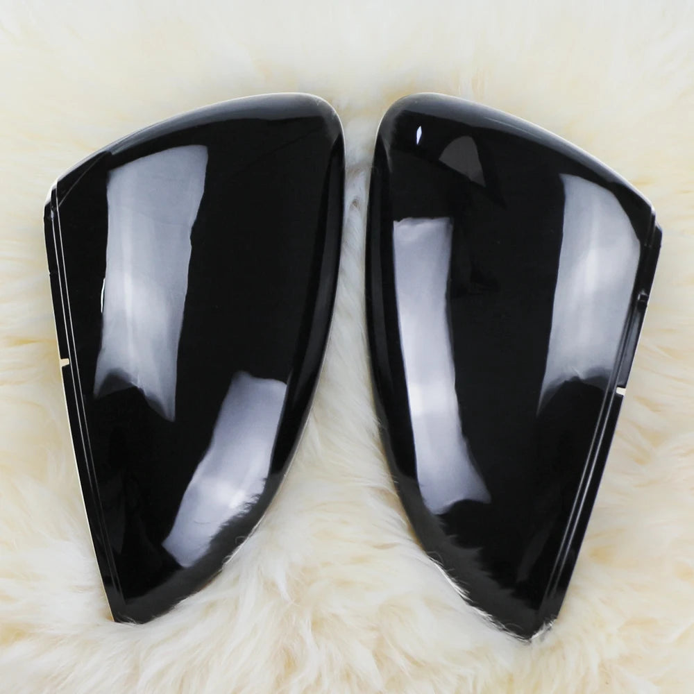 Carbon Fiber &amp; Gloss Black Rearview Mirror Covers for VW Golf MK7/MK7.5 GTI R GTE GTD 2013-2020 - Stylish Car Accessory Replacement