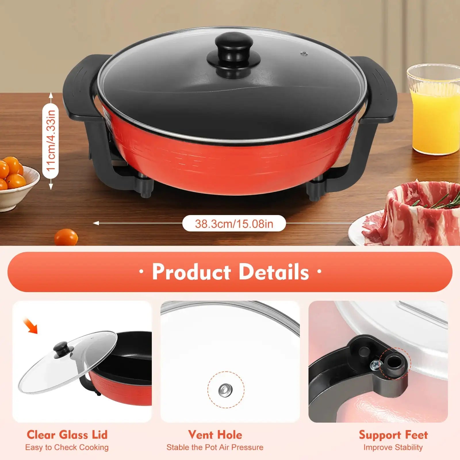 1360W Electric Hot Pot &ndash; Large 6L Capacity For Gatherings black / spain