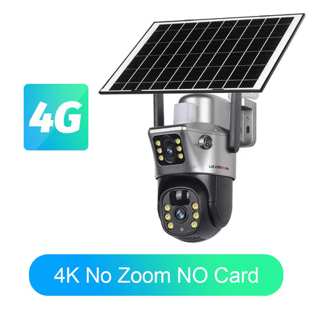 LS VISION 4G SIM Card Solar Camera 10X Zoom CCTV Battery Cameras Outdoor 2 Screen Security Surveillance Ai Tracking Cam V380PRO 4K No Zoom No Card / CHINA
